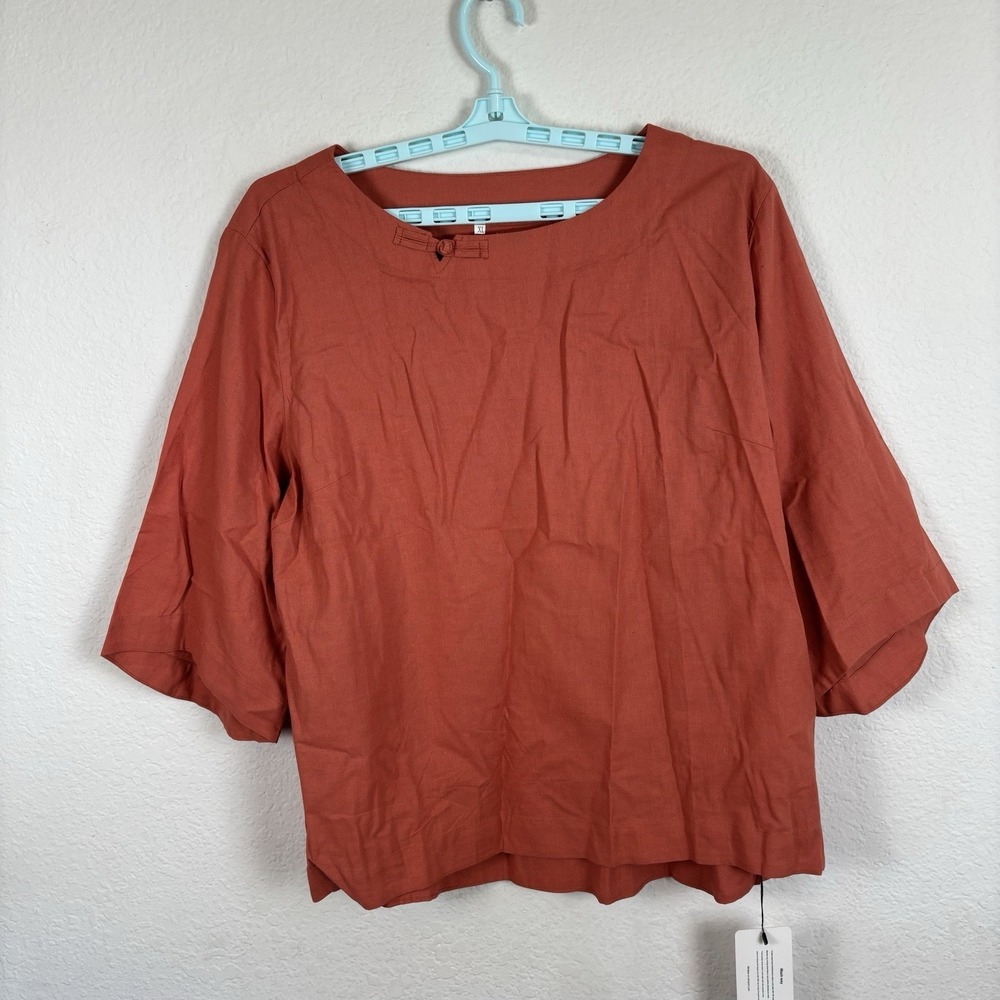 Minibee Womens T Shirt Sz XL 3/4 Sleeve Comfort Solid Casual New With Tags